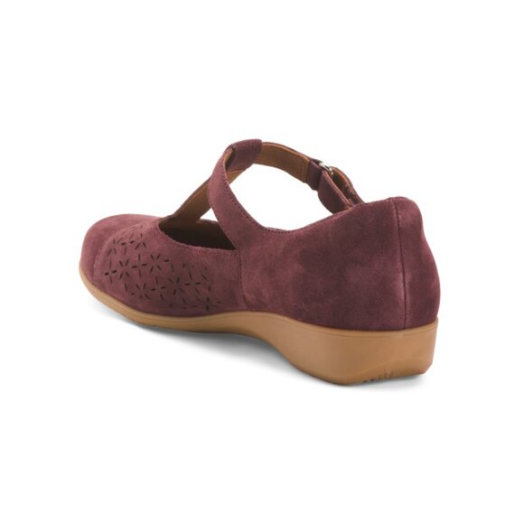 COBB HILL ROCKPORT Red Suede Wide Rowen Comfort T Strap Shoes - Picture 2 of 2